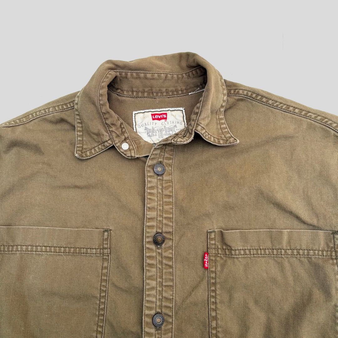 Levi's Levi’s 1990 90s Vintage Khaki L/S Button Up Denim Shirt Size US L / EU 52-54 / 3 - 2 Thumbnail