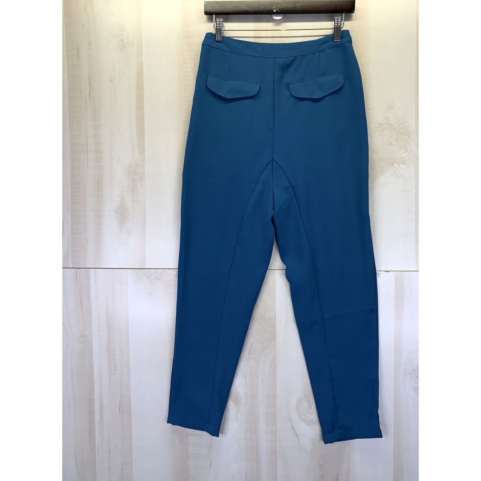 Vintage VINTAGE Vertigo Teal Pleated Front Polyester High Rise Crop Trouse Slack Pants Womens XS Size 26" / US 2 / IT 38 - 5 Thumbnail