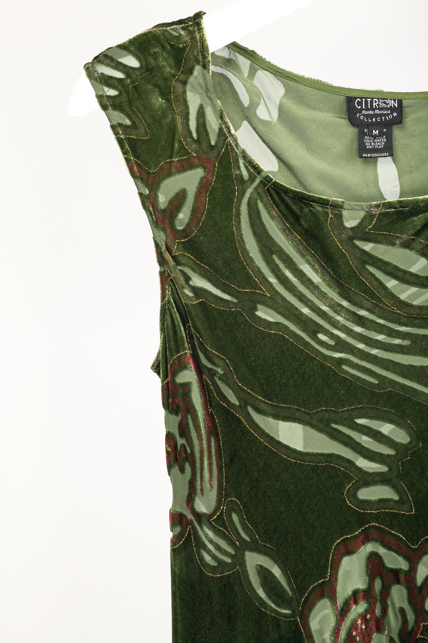 Other Citron Santa Monica Green Floral-Burnout Velvet Maxi Dress Size M / US 6-8 / IT 42-44 - 4 Thumbnail