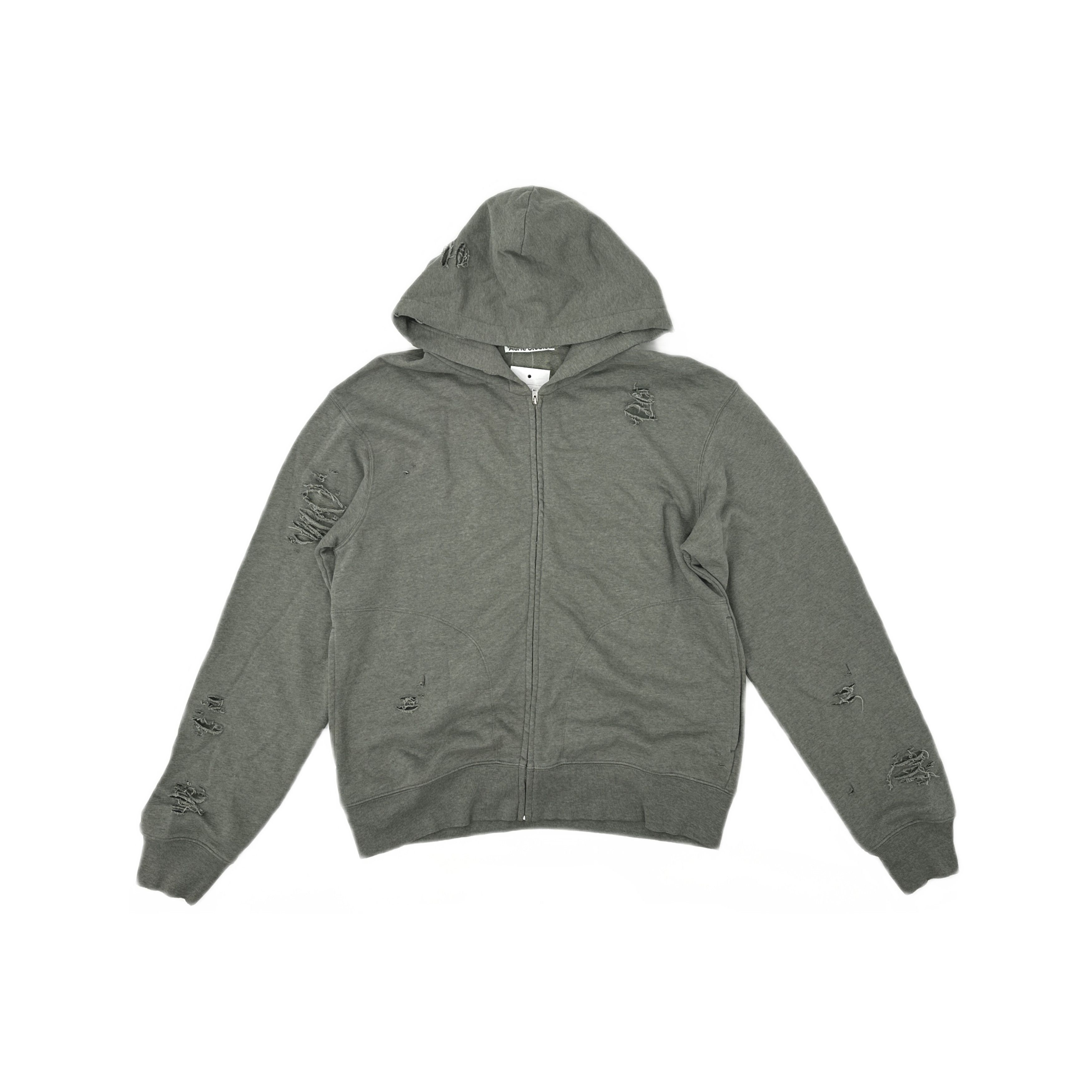 Acne Studios Acne Studios Distressed Logo Zip Hoodie Size M Size US M / EU 48-50 / 2 - 1 Thumbnail