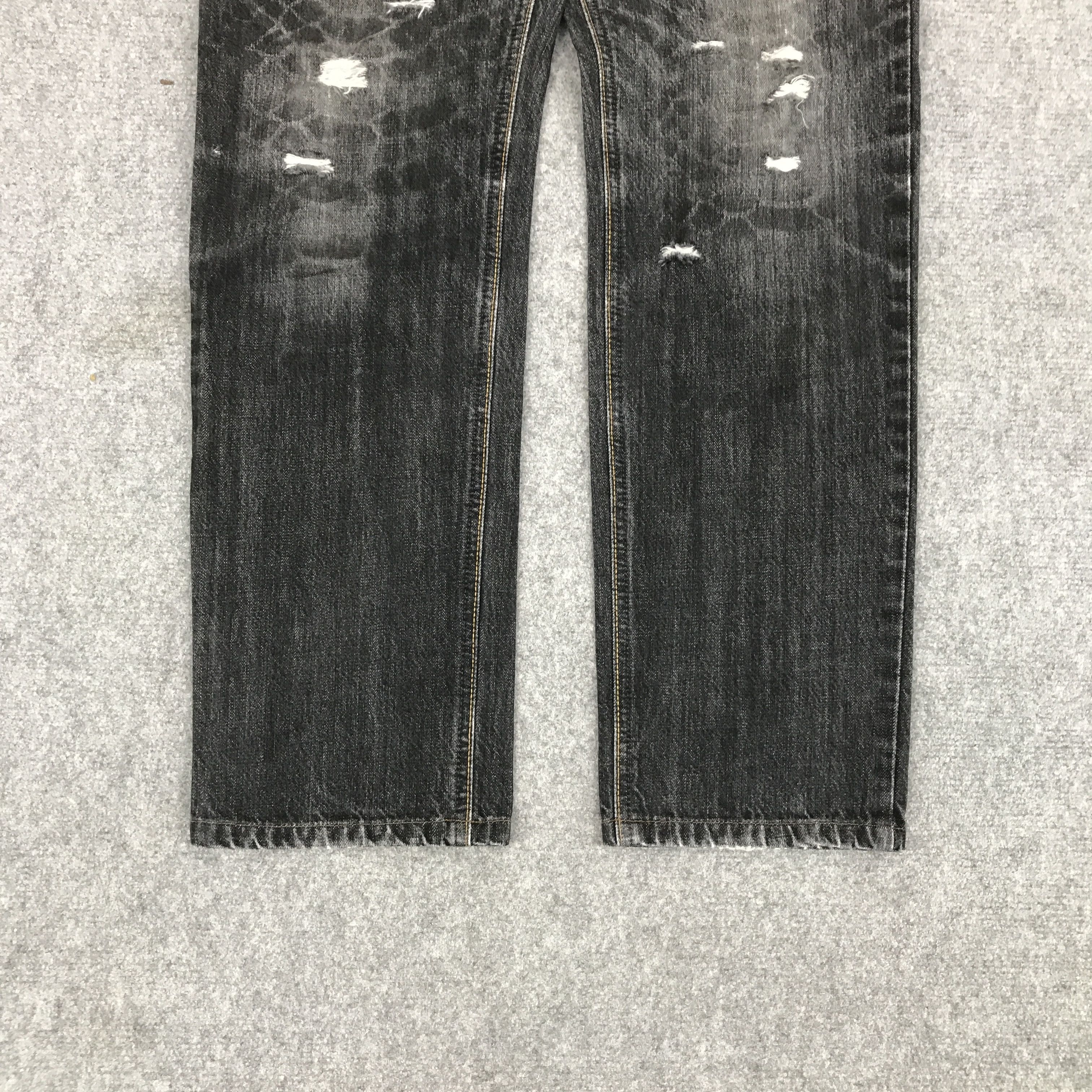Edwin × Japanese Brand BLACK DENIM EDWIN DISTRESSED PUNK STYLE JEANS Size US 31 - 4 Thumbnail
