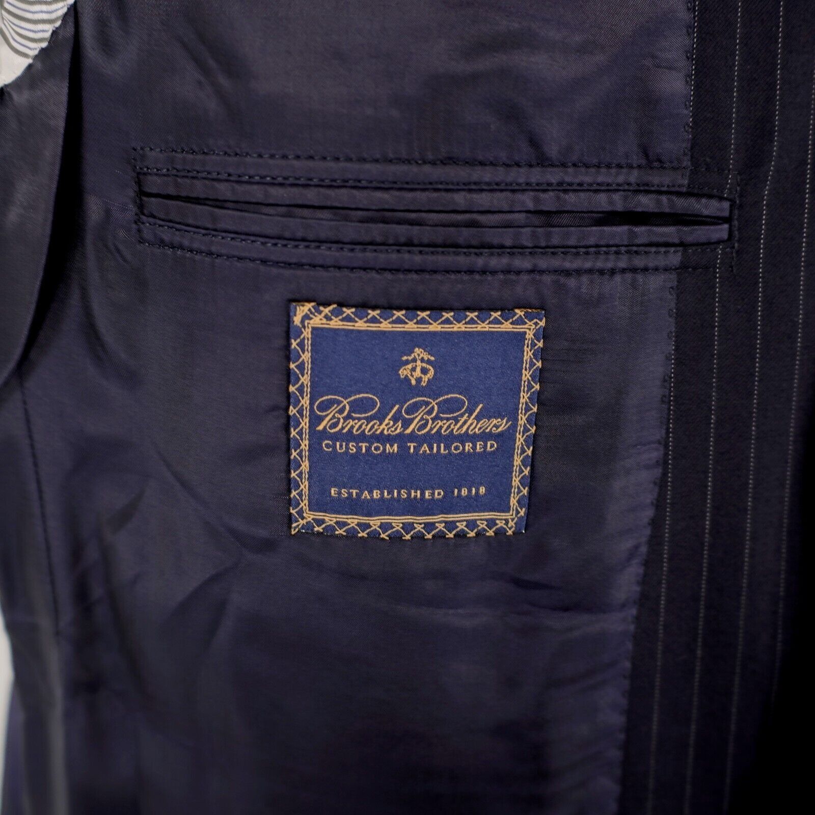 Brooks Brothers Brooks Brothers Bespoke Wool Blue Striped 2 Button Suit Jack Size 44R - 8 Thumbnail