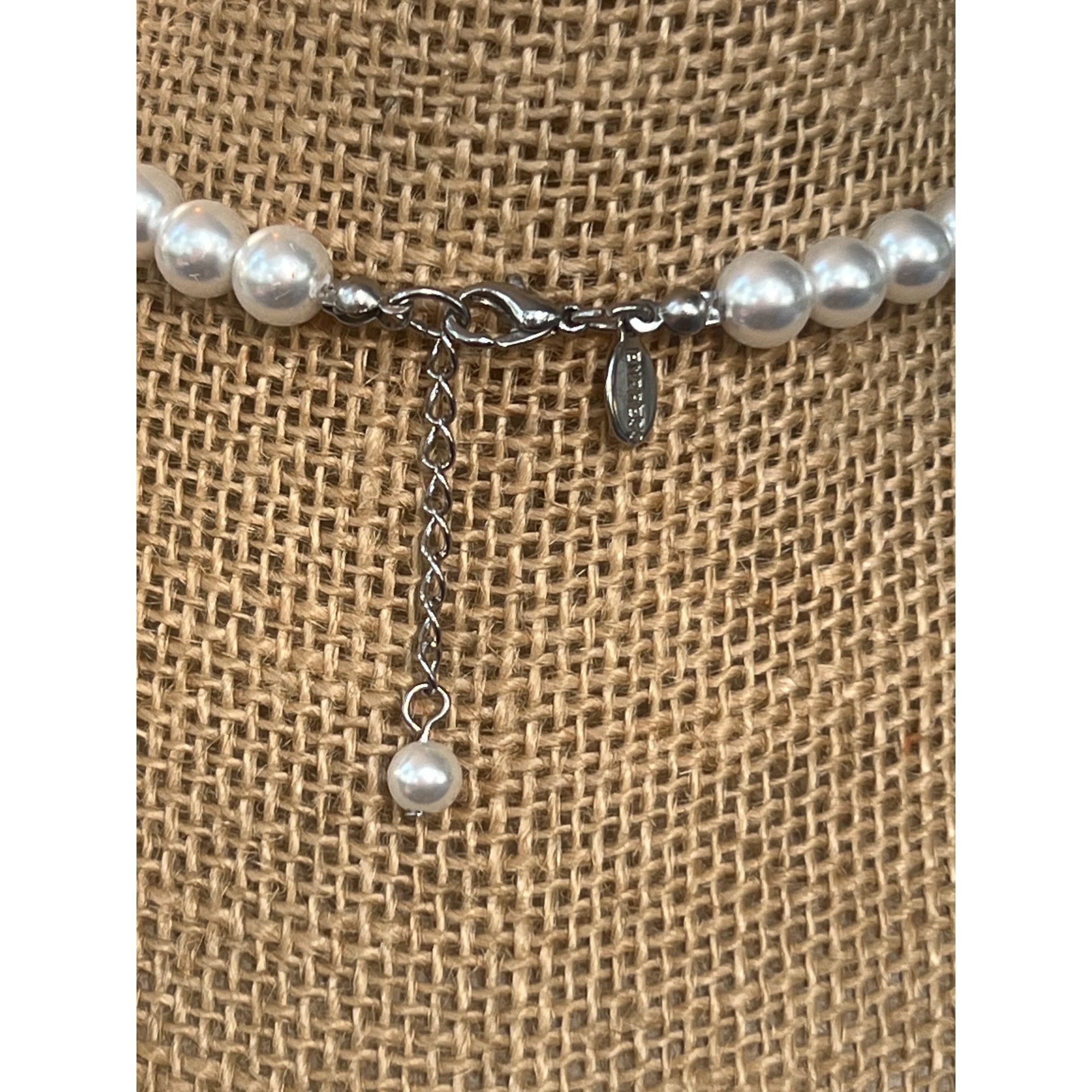 Express Vintage Express Glass Faux Pearl Necklace Graduated Size Sil Size ONE SIZE - 4 Thumbnail