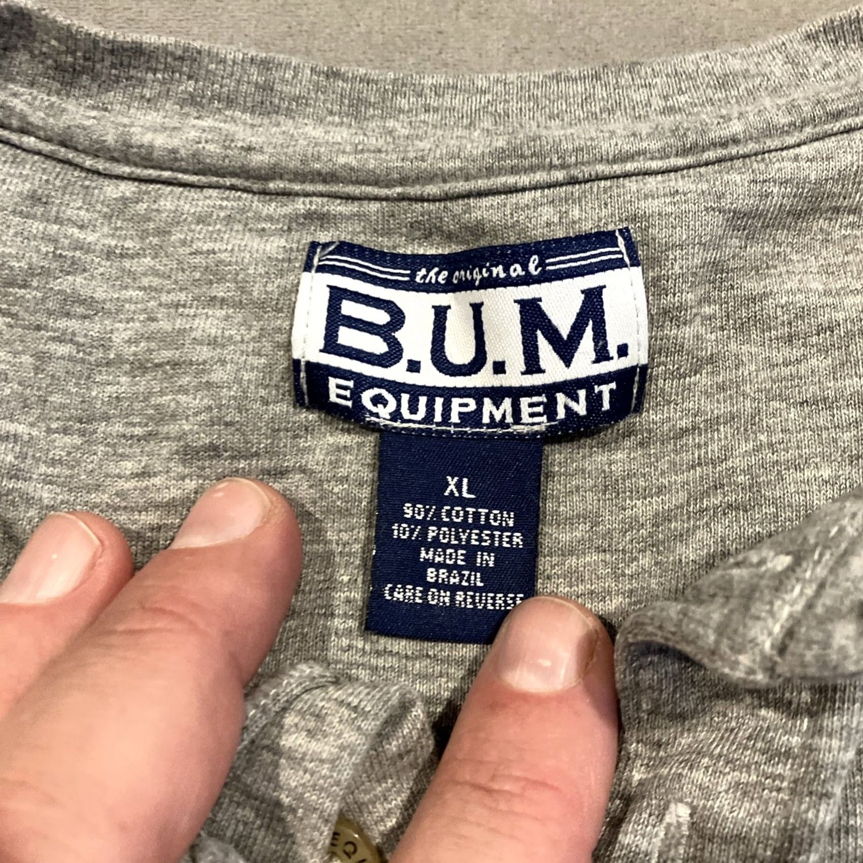 Vintage VINTAGE B.U.M. Equipment Long Sleeve Heavyweight Henley Shirt Mens XL Gray Size US XL / EU 56 / 4 - 3 Thumbnail