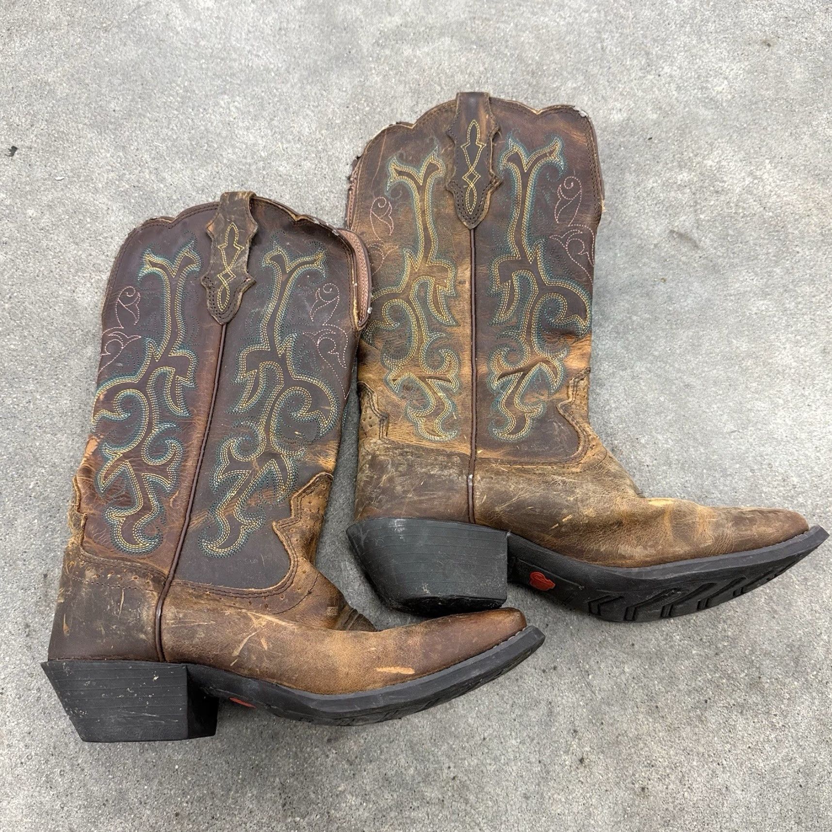 Justin Boots Justin DURANT Brown Leather Square Toe Pull On Western Boots Women’s Size 9 B Size US 9 / IT 39 - 2 Thumbnail