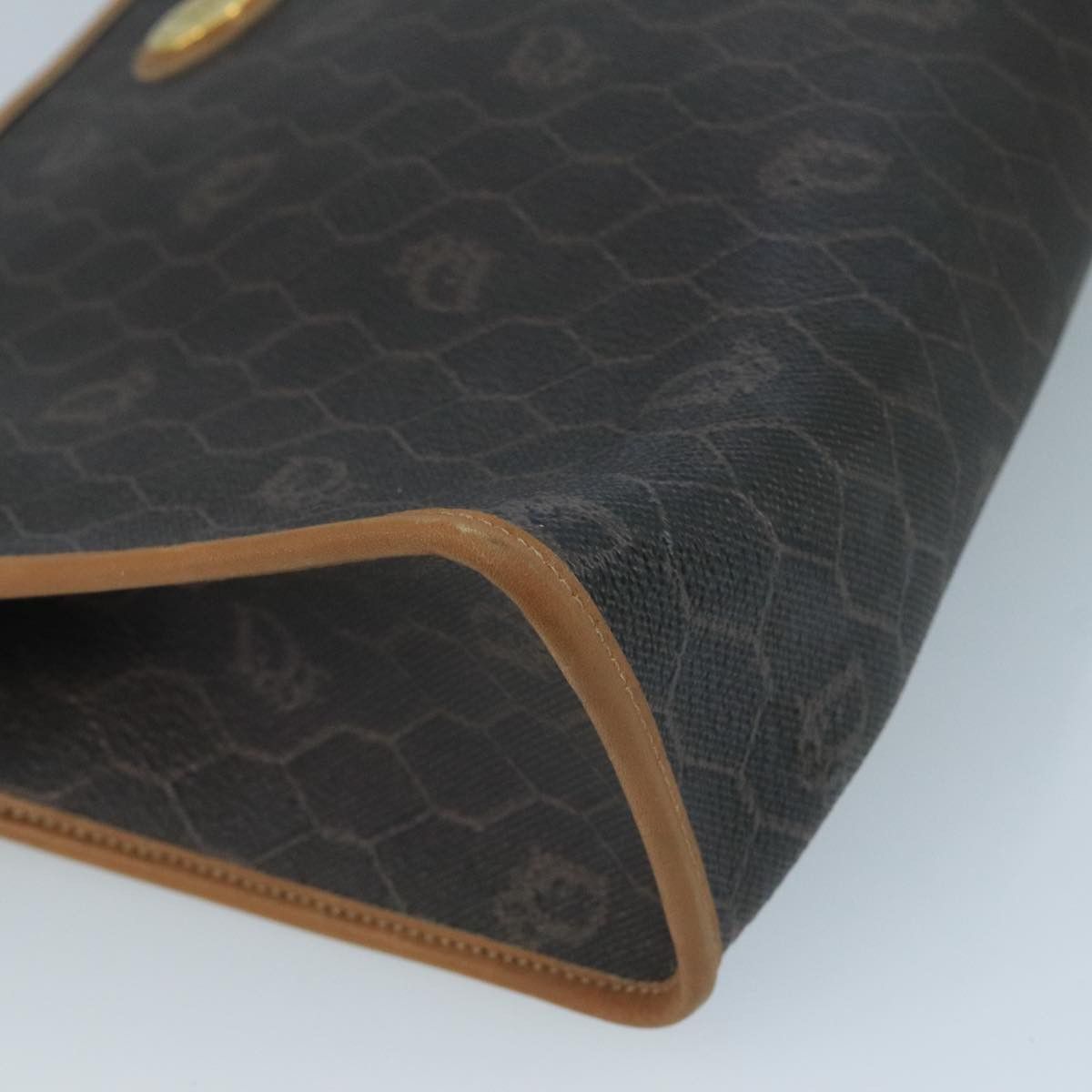 Dior DIOR Honeycomb Canvas Clutch Bag Leather Black Gold Size ONE SIZE - 14 Thumbnail