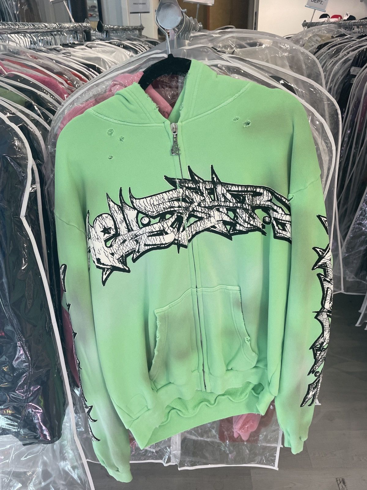 HELLSTAR Hellstar FW24 Graffiti Zip Up Hoodie Lime Green Size US S / EU 44-46 / 1 - 1 Thumbnail