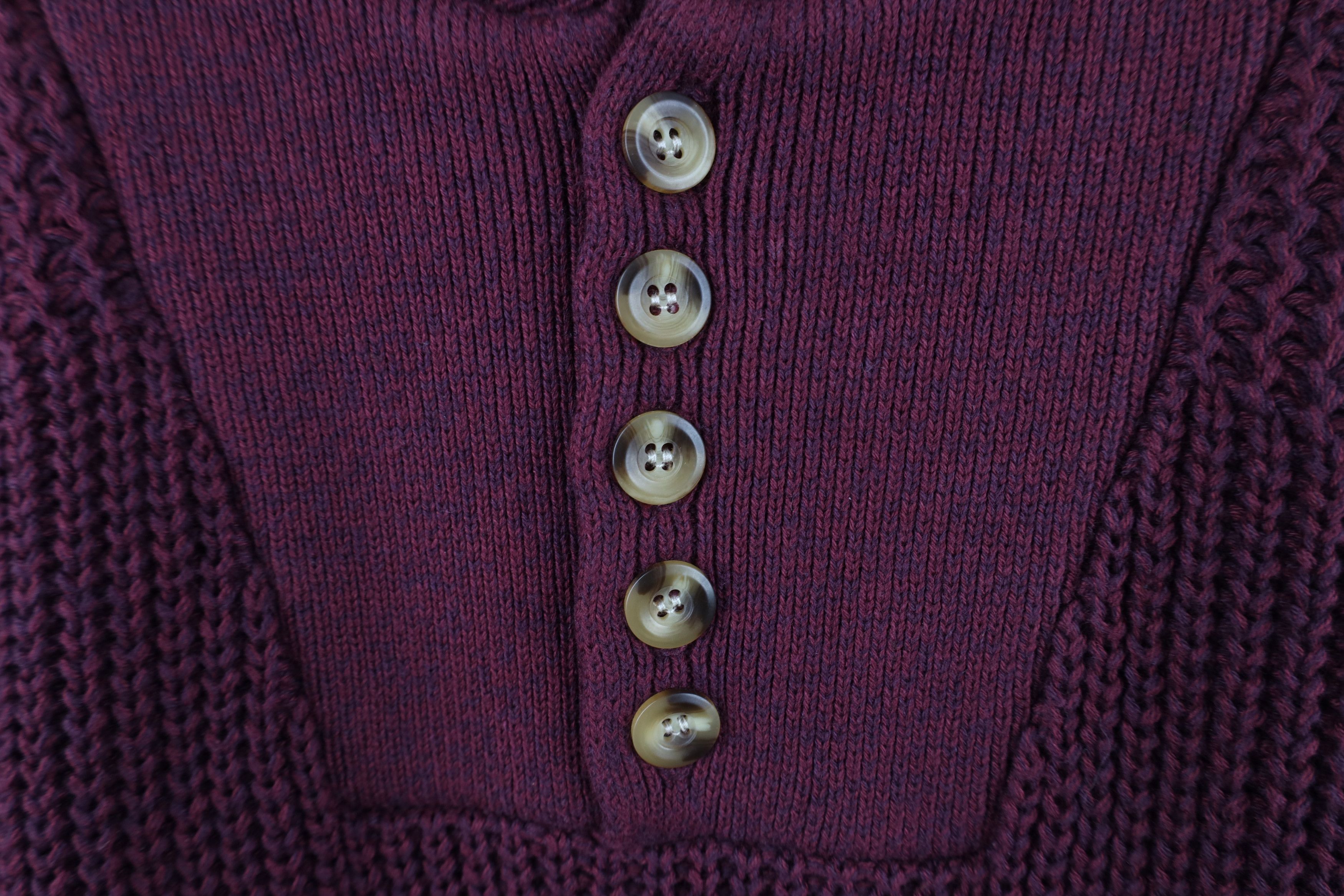 Vintage Vintage 90s Streetwear Cotton Ribbed Knit Henley Sweater Red Size US XL / EU 56 / 4 - 4 Thumbnail