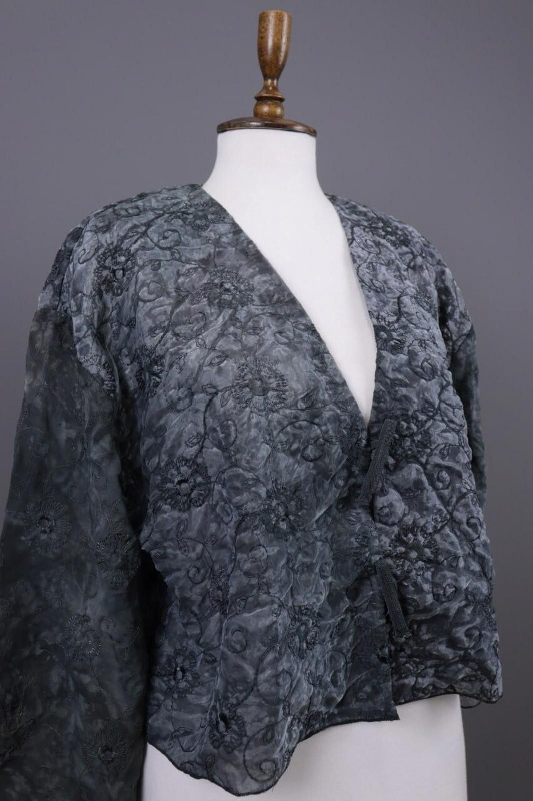 Designer Absolut By Zebra Gray Floral Button Down Jacket Size 2 / M Size XS / US 0-2 / IT 36-38 - 6 Thumbnail