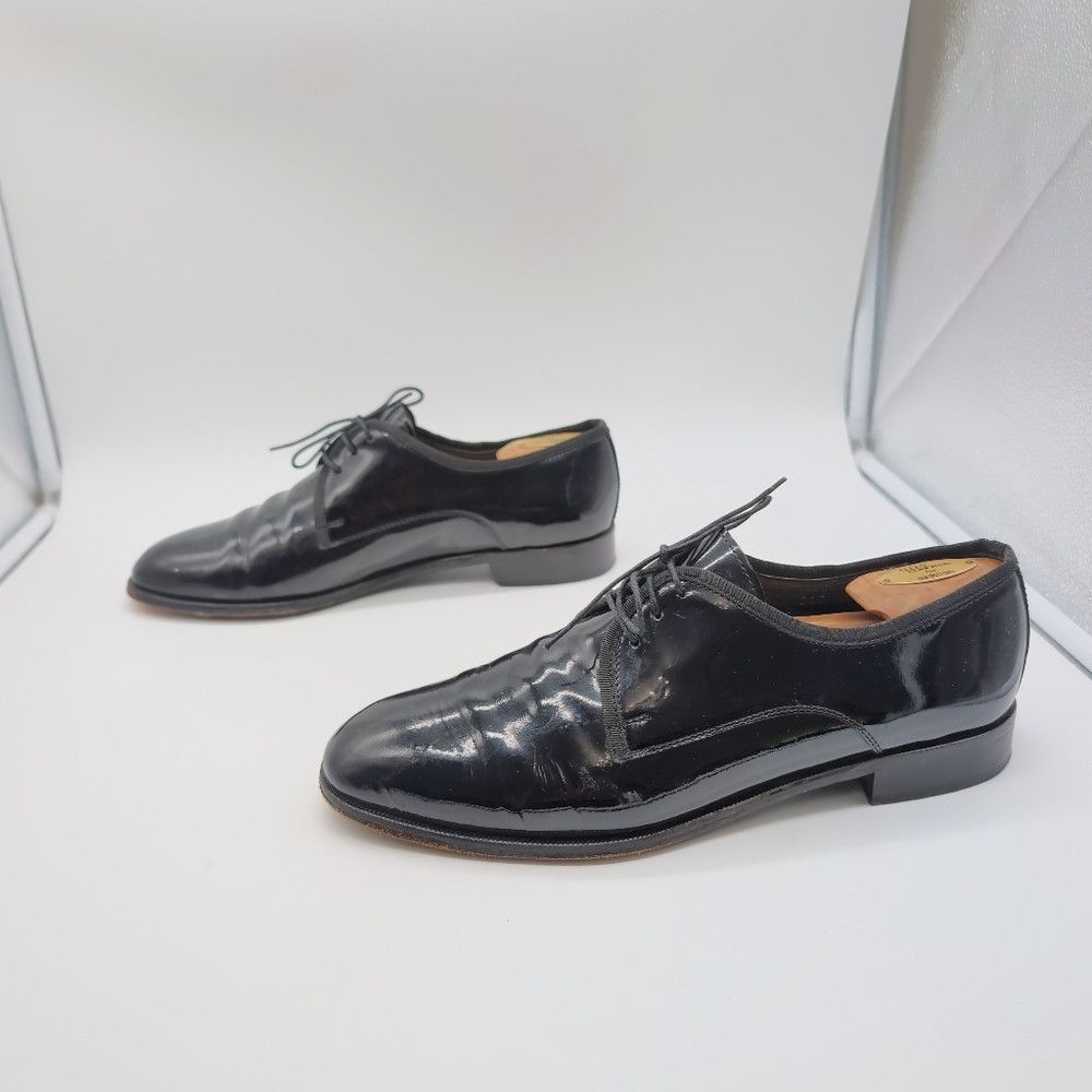 Pronto Uomo Black sz 10.5 Patent Leather Oxford Shoes By Pronto Uomo F Size US 10.5 / EU 43-44 - 3 Thumbnail