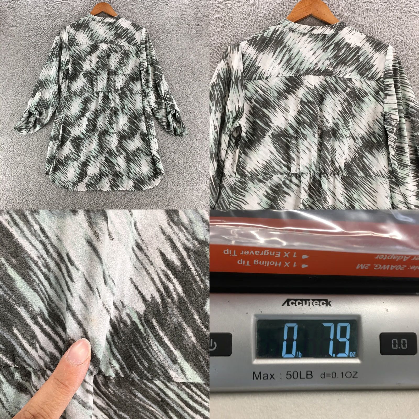 Vintage Liz Lange Maternity Shirt Dress Womens M Blue Grey Button Up Long Sleeve Casual Size M / US 6-8 / IT 42-44 - 8 Thumbnail