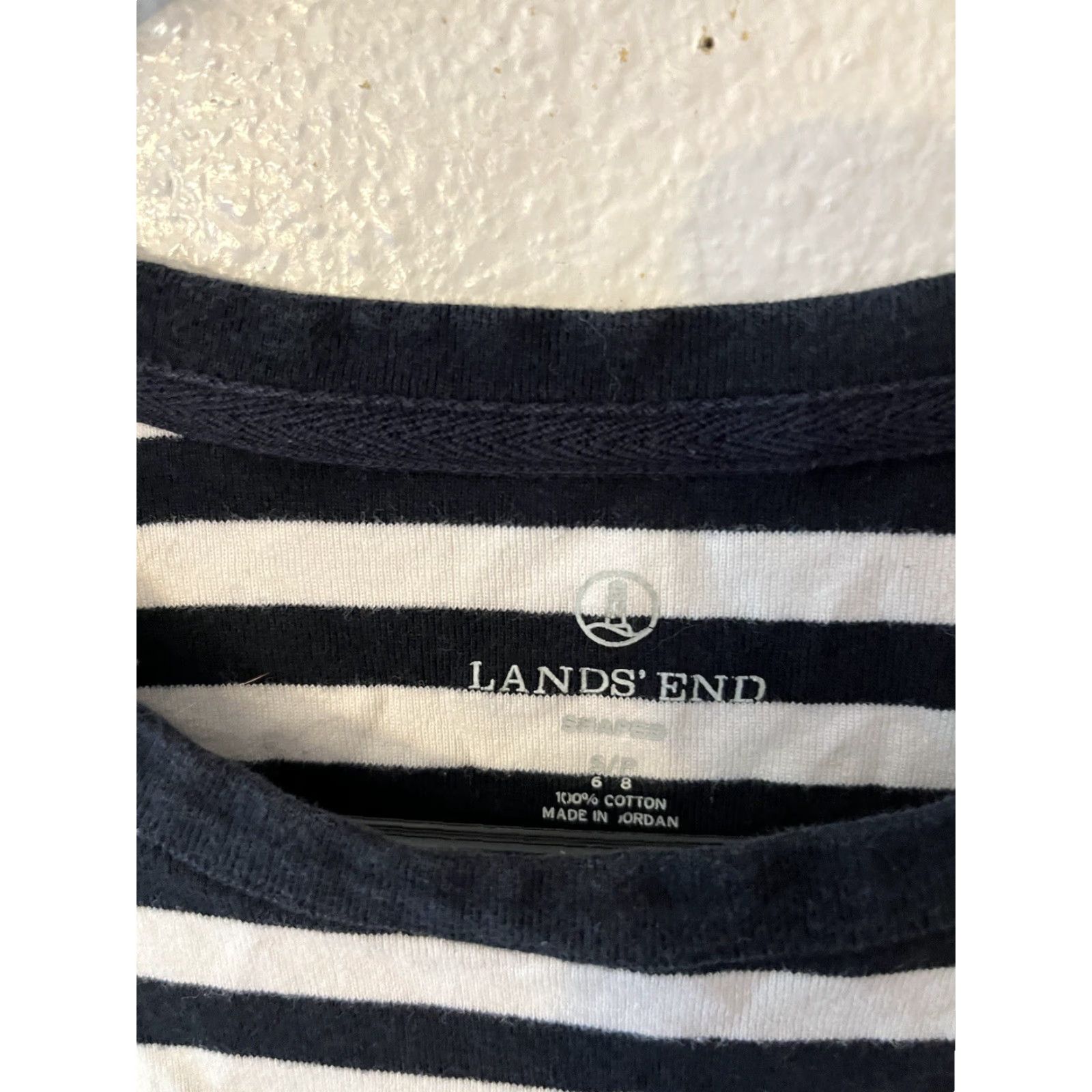 Lands' End Lands' End Striped T-Shirt Women's Size S Blue Short Sleeve Casual Knit Size S / US 4 / IT 40 - 2 Thumbnail