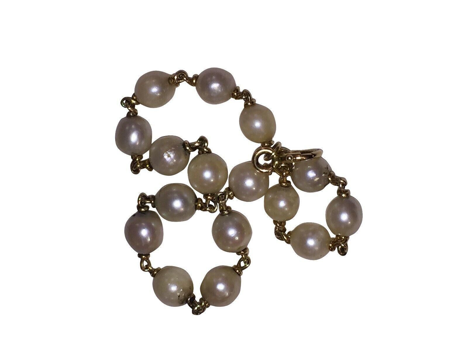 Handmade 14 kt Gold Hand Made Natural Pearl Bead Bracelet Size ONE SIZE - 3 Thumbnail