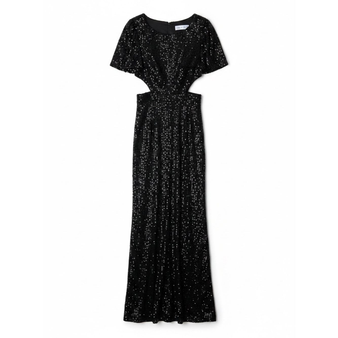 Mac Duggal Ieena for Mac Duggal 11273 Black Sequin Wide Leg Jumpsuit G Size 28" / US 6 / IT 42 - 6 Thumbnail