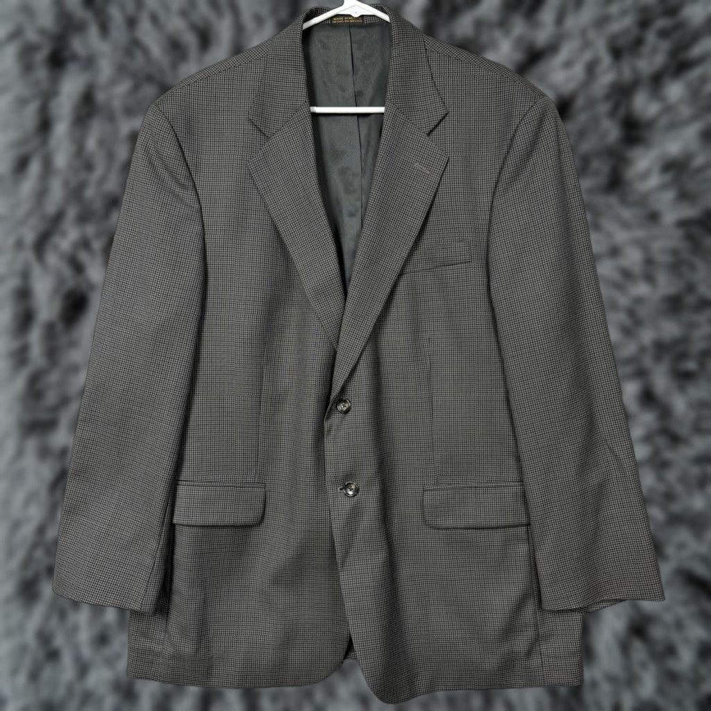 Stafford Stafford Sport Coat Mens 44R Gray Check Wool Blazer Two-Button Business Classic Jacket Coat Mens Size 44R - 1 Thumbnail
