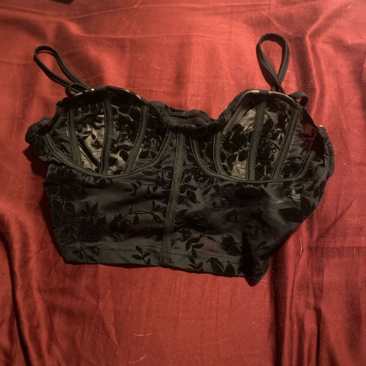 Other Beautiful black flower print lace crop top Size M / US 6-8 / IT 42-44 - 1 Preview