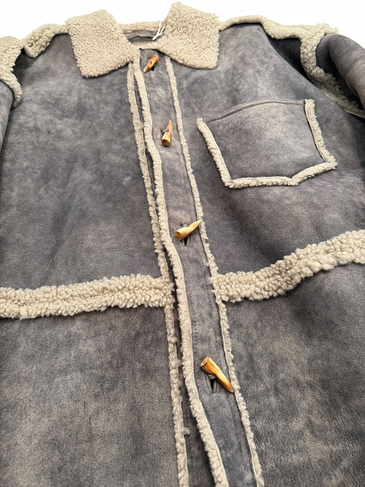 Acne Studios $3100 Gray Paneled French Lamb Shearling Jacket Size US S / EU 44-46 / 1 - 5 Thumbnail