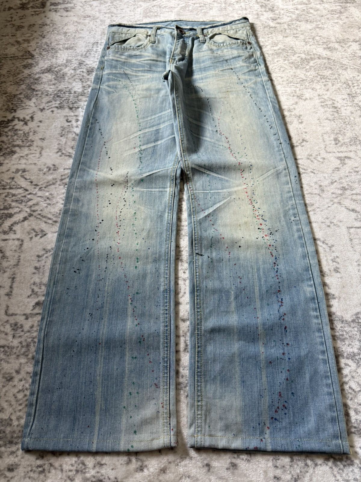 Hysteric Glamour Crazy Leopard Japan Paint Splatter Honeycomb Loose Jeans Size US 30 / EU 46 - 1 Thumbnail