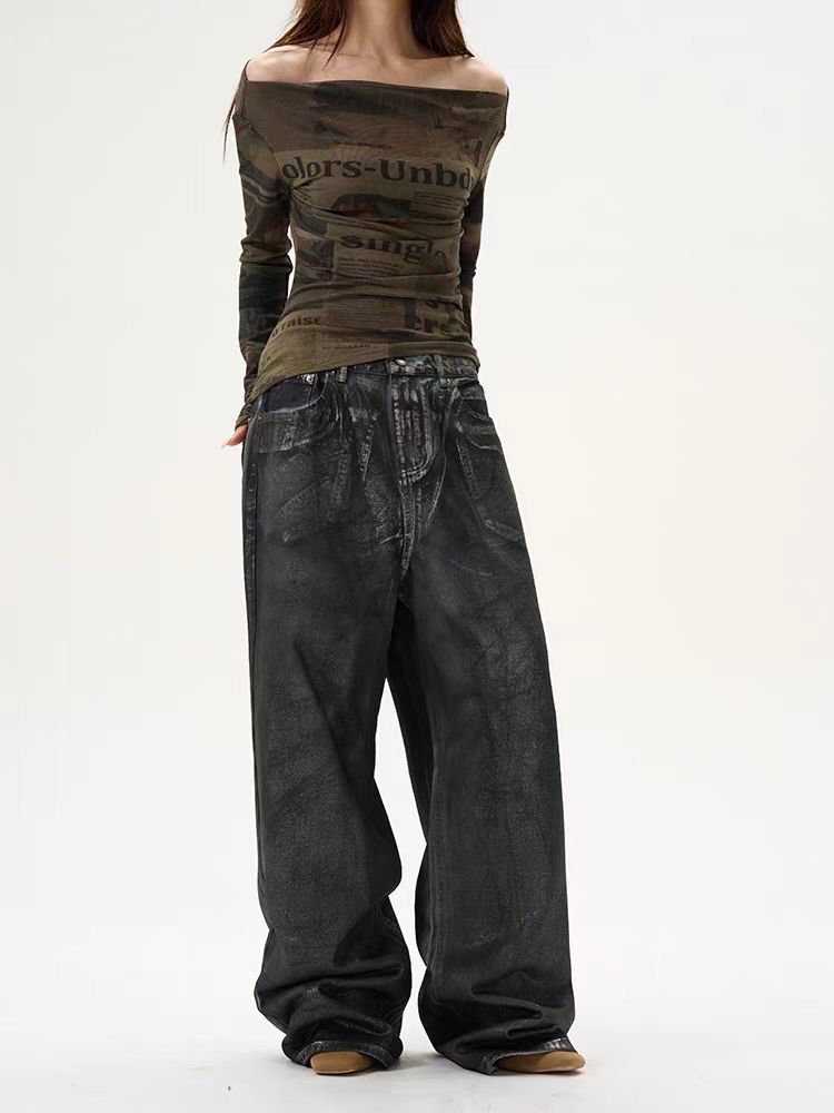 Japanese Brand × Jean Vintage washed baggy wide leg tie-dye jeans Size US 32 / EU 48 - 1 Thumbnail
