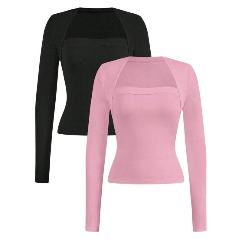 Shein 2pcs Casual Minimalist Long Sleeve T-Shirt, Size 1XL Size XL / US 12-14 / IT 48-50 - 1 Thumbnail