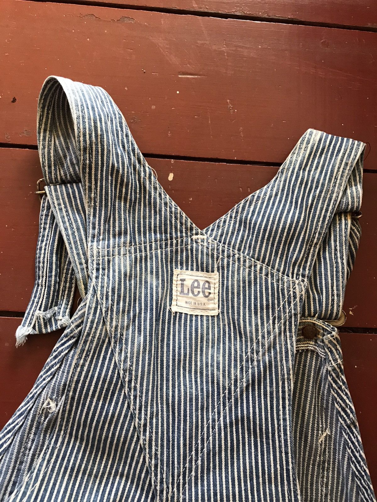 Lee × Vintage Vintage Lee Overall/Jumpsuit Hickory Stripe Size US 32 / EU 48 - 9 Thumbnail