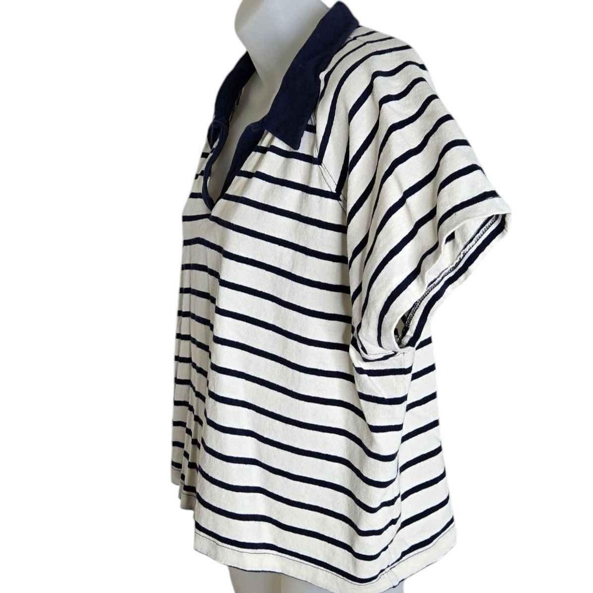Madewell Madewell Womens Boxy Polo Tee XL Underhill Stripe V Neck Size XL / US 12-14 / IT 48-50 - 5 Thumbnail