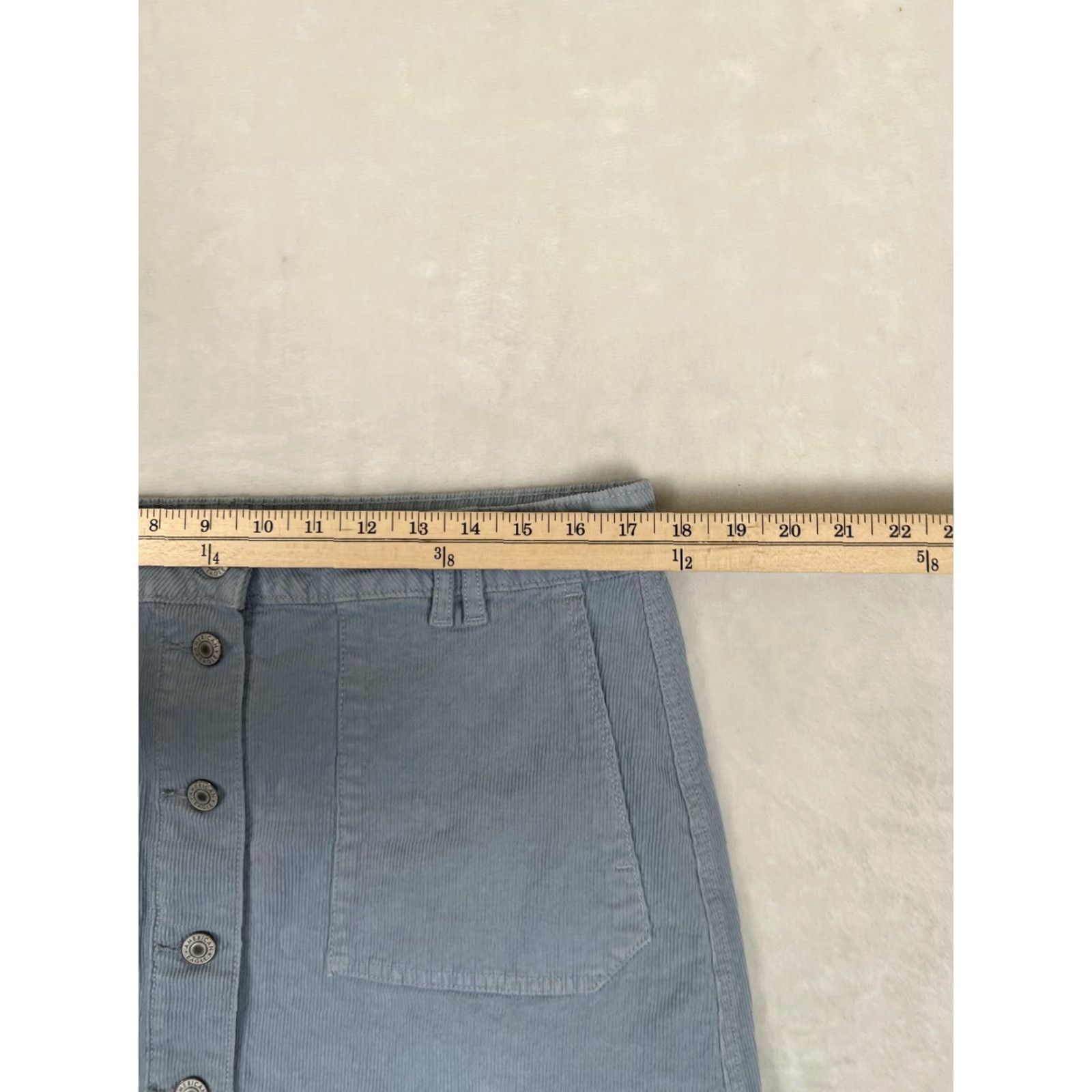 American Eagle Outfitters American Eagle Outfitters Skirt Womens 14 Long Blue Corduroy Button Front Pockets Casual Size 36" / US 14 / IT 50 - 4 Thumbnail