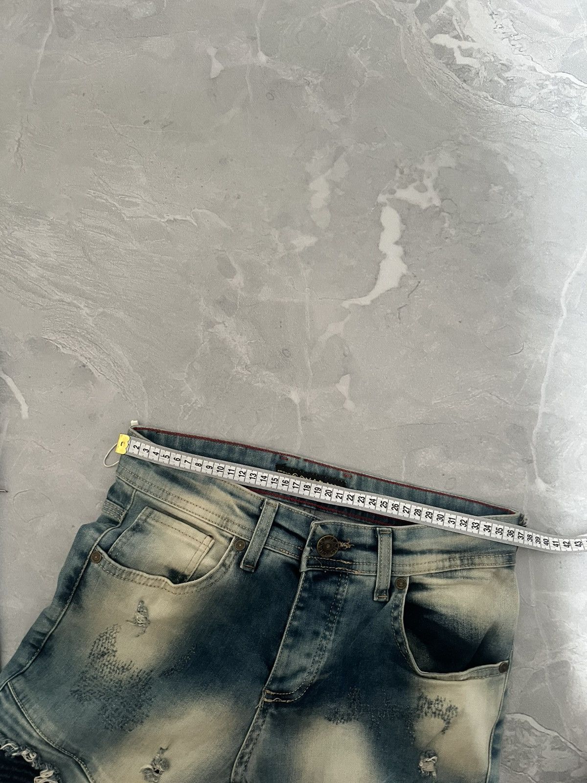 Japanese Brand Glamour Streetwear Skinny Glitter / Faded Destroyed Y2K Size US 29 - 6 Thumbnail
