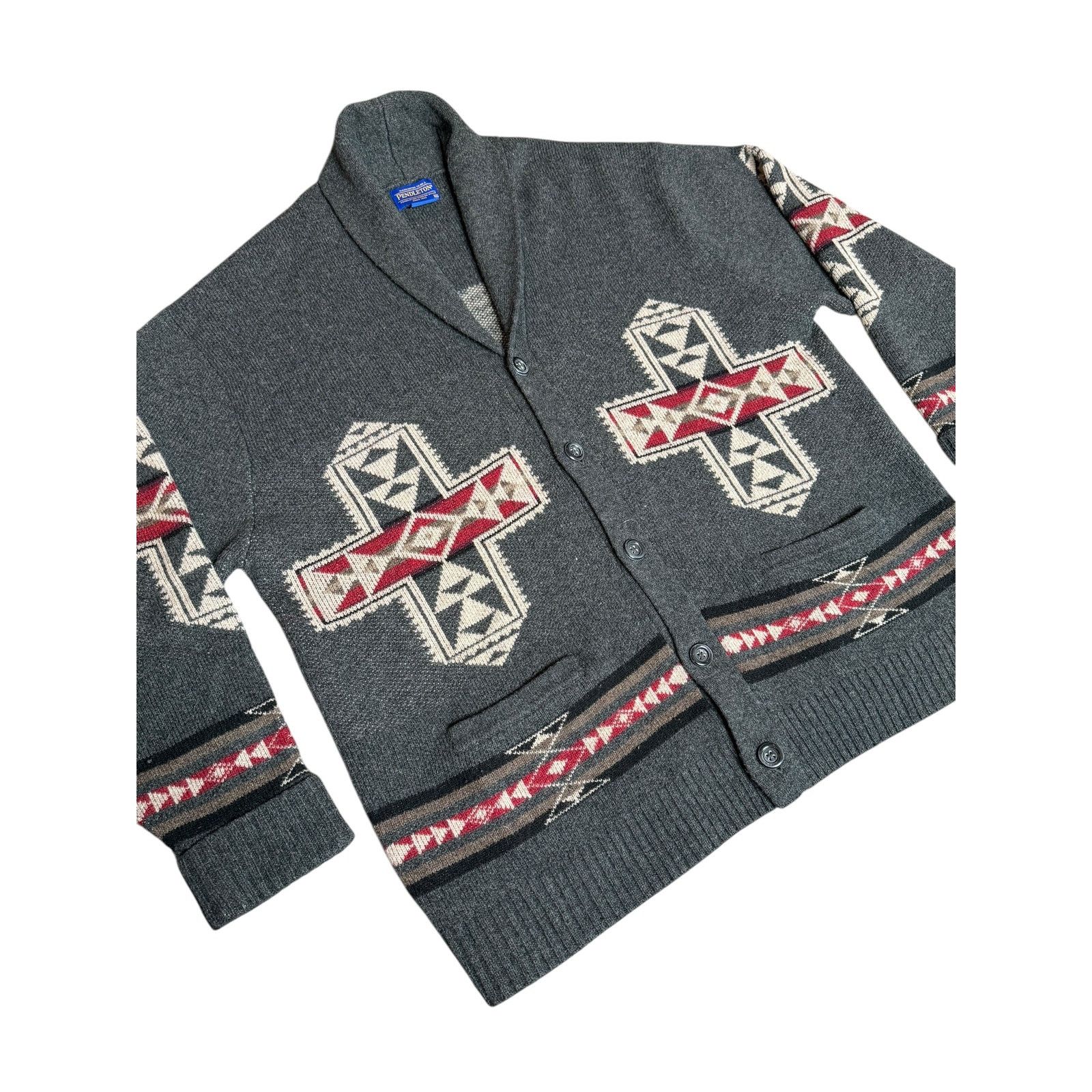 Pendleton × Vintage Vintage Pendleton Four Corners Lambswool Aztec Knit Cardigan Size US XXL / EU 58 / 5 - 3 Thumbnail