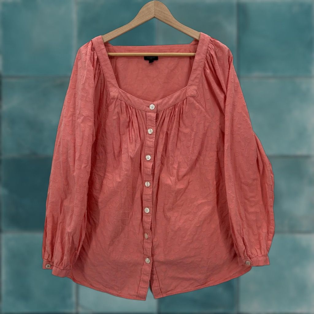 Talbots Talbots Shirt Womens 2X Pink Polka Dot Square Neck Tunic Boho Cotton Feminine Size XXL / US 16-18 / IT 52-54 - 1 Thumbnail