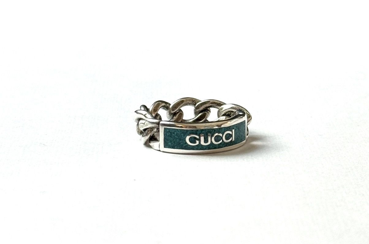 Gucci Gucci .925 Silver Turquoise Chain Ring Size ONE SIZE - 2 Thumbnail