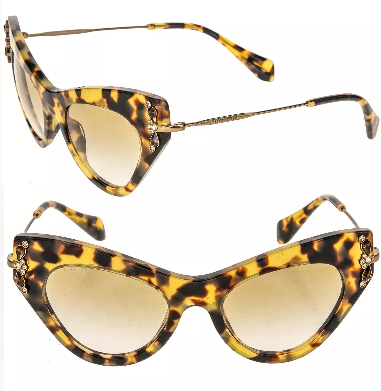 Miu Miu MIU MIU Glow 04P Brown Havana Crystal Jewel Strass MU04PS Size ONE SIZE - 1 Thumbnail