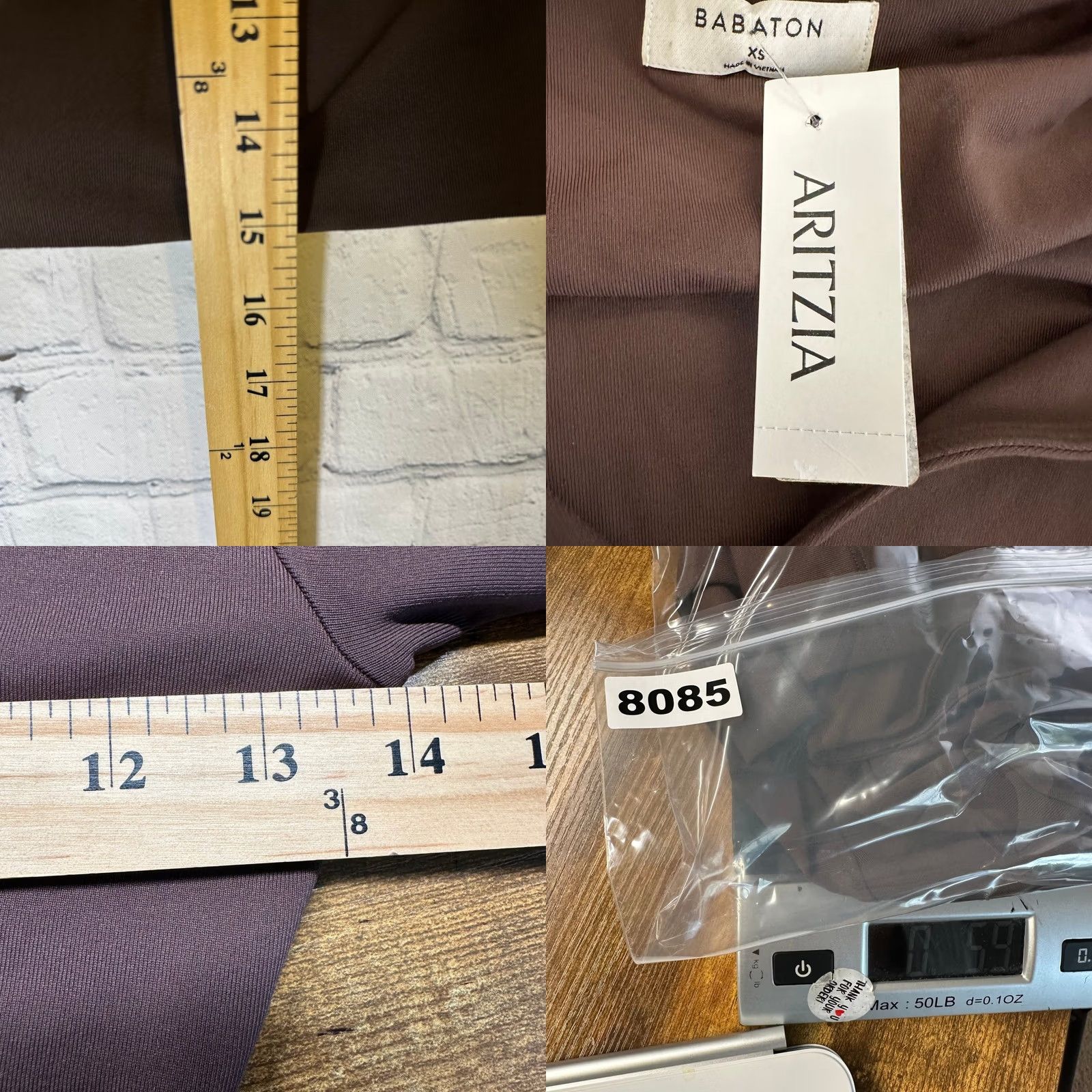 Vintage Babaton Contour V-Neck Long Sleeve Cropped Top Womens XS Rich Mocha Brown Knit Nylon Blend Solid Size XS / US 0-2 / IT 36-38 - 8 Thumbnail