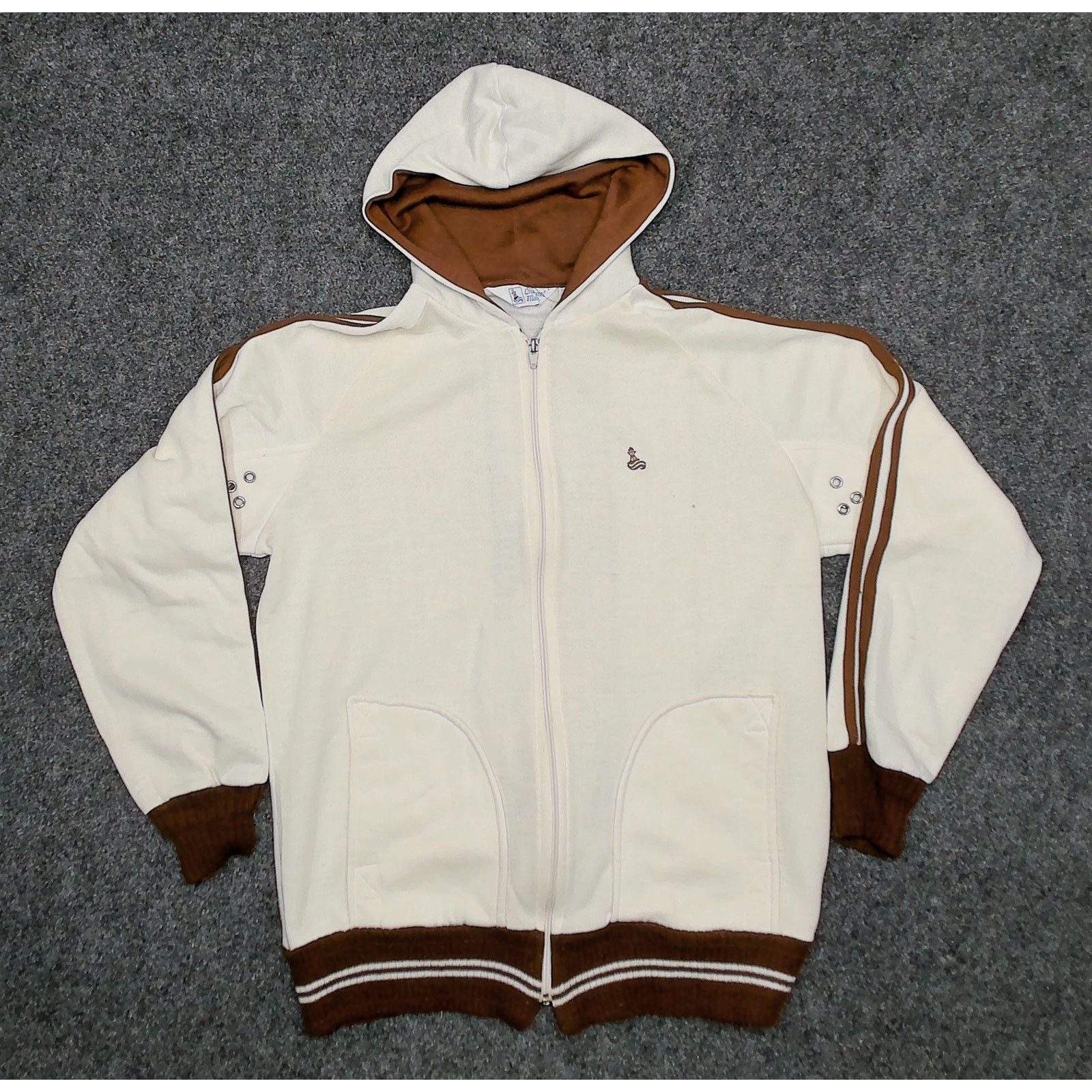 Vintage Vintage 1970s Channel Mark Ivory 2-Stripe Boxy Track Hoodie Size US M / EU 48-50 / 2 - 3 Thumbnail