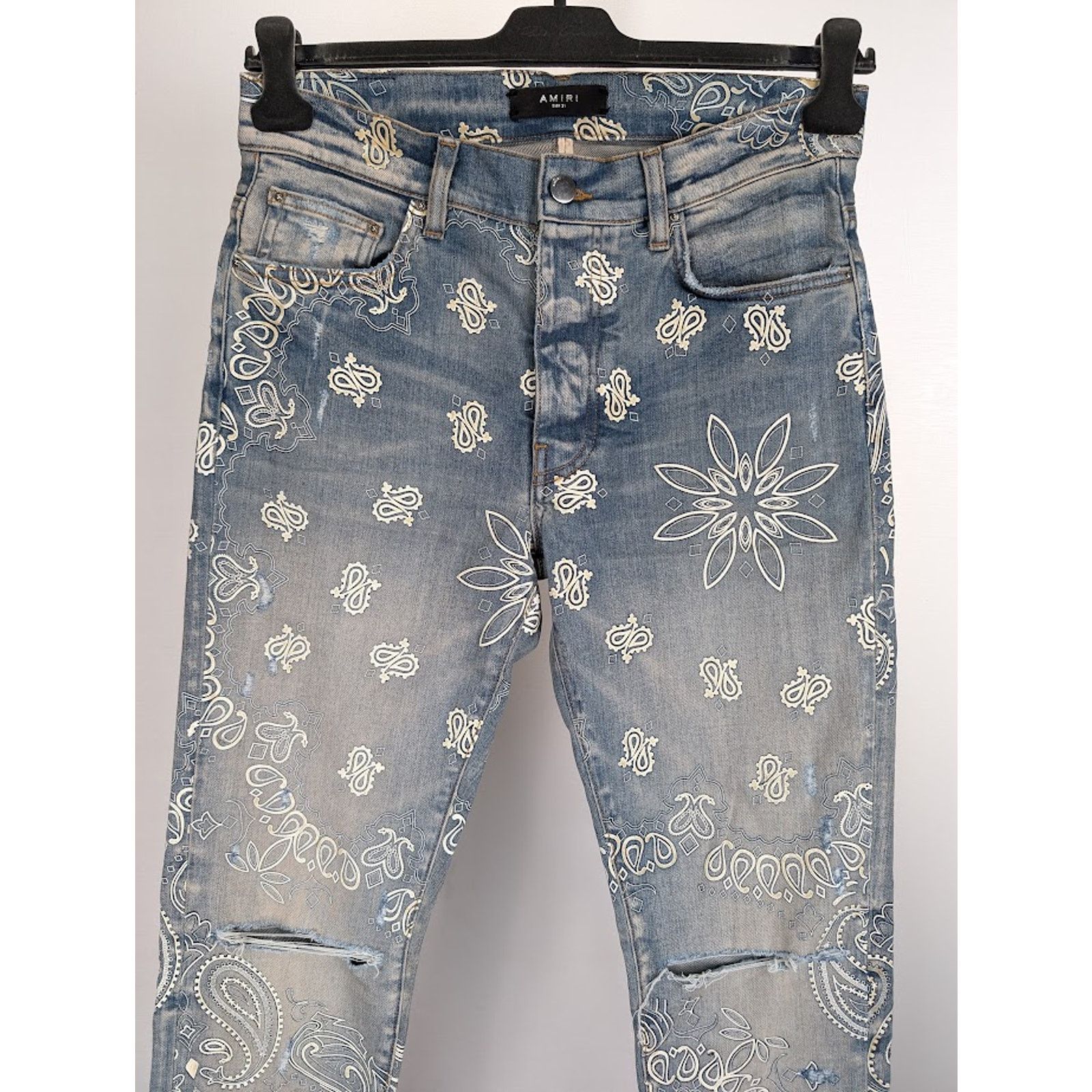 Amiri o1rshd1 Q:2 / Flocked Bandana Jeans in Clay Indigo Size US 31 - 2 Thumbnail