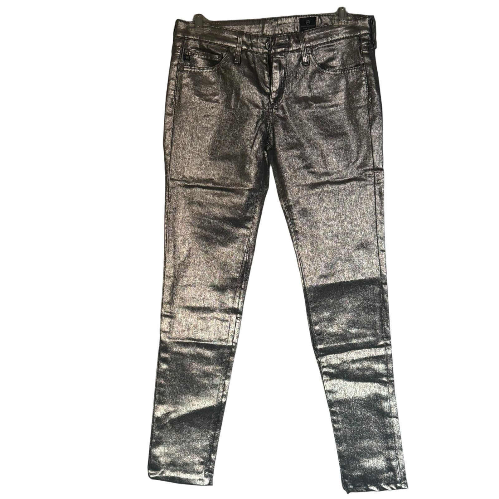 AG Adriano Goldschmied AG Adriano Goldschmied Graduate Metallic Silver Jeans Sz 25 Size 25" / US 0 / IT 36 - 1 Thumbnail