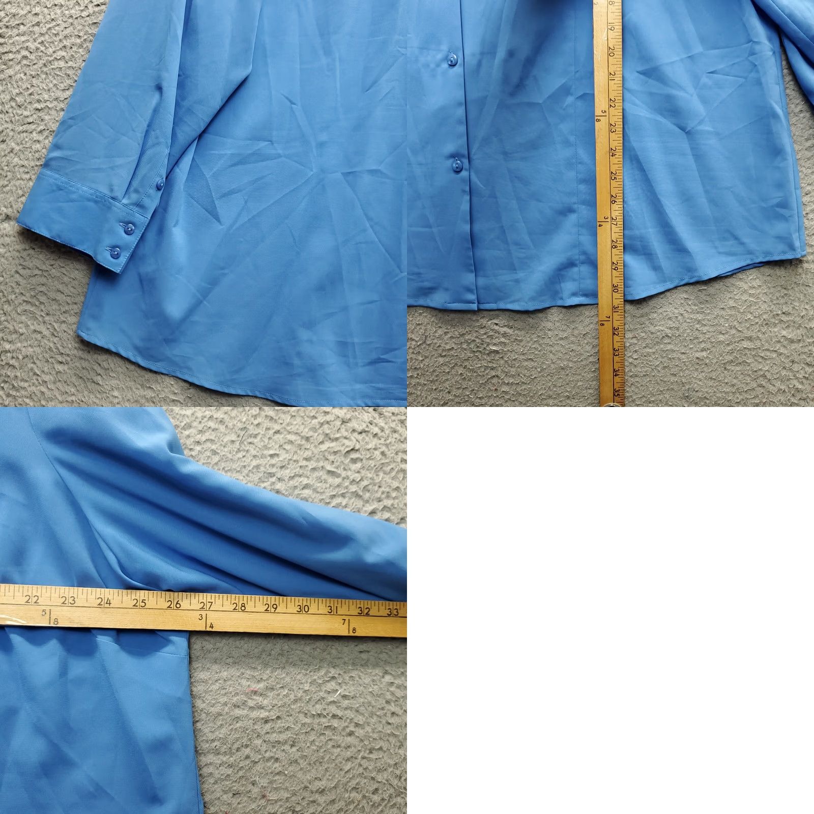Avenue Avenue Womens Shirt 22/24 Blue Stretch Long Sleeve Collared Button Up Size 3XL / US 20-22 - 8 Thumbnail