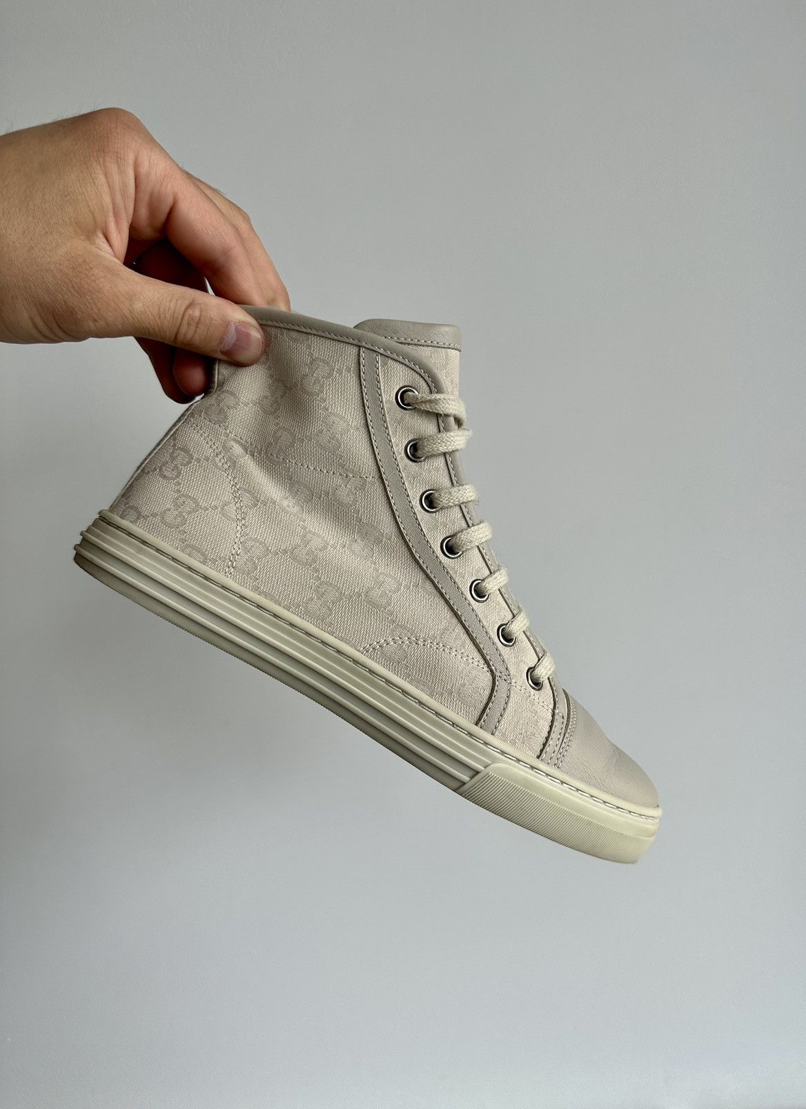 GUCCI high top GG logo print monogram canvas sneakers