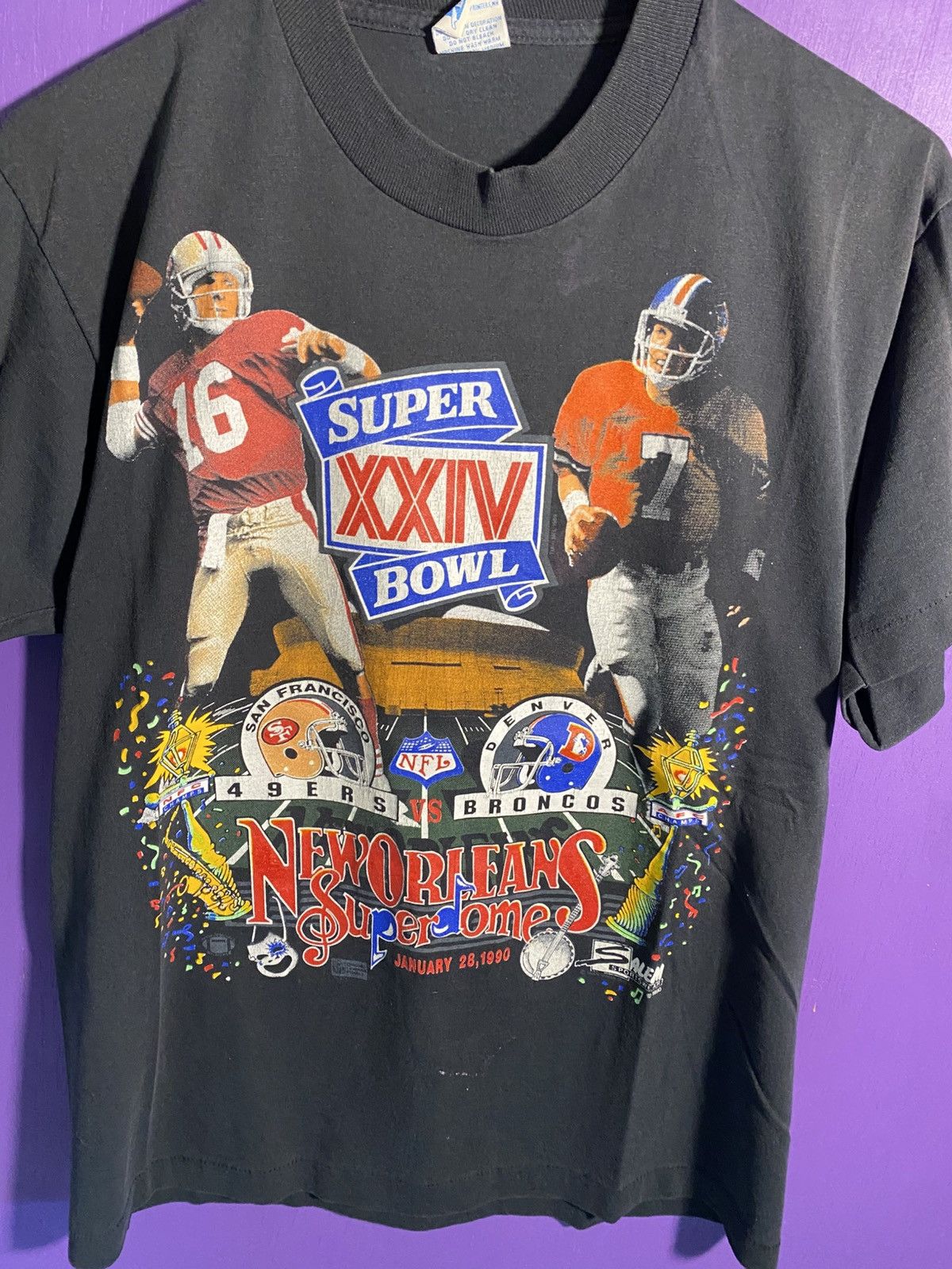 Salem Sportswear Vintage 1990 Salem Superbowl XXIV 49ers vs broncos t-shirt Size US M / EU 48-50 / 2 - 3 Thumbnail
