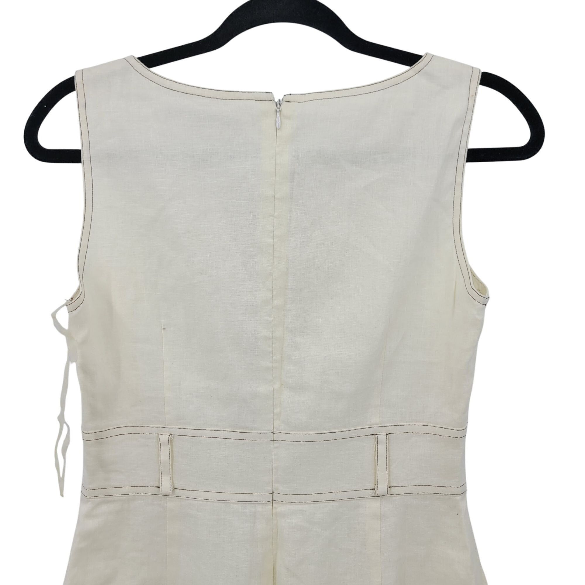 Designer Antonio Melani Ivory Sleeveless Sheath Dress Sz 2 Linen Knee Size XS / US 0-2 / IT 36-38 - 9 Thumbnail