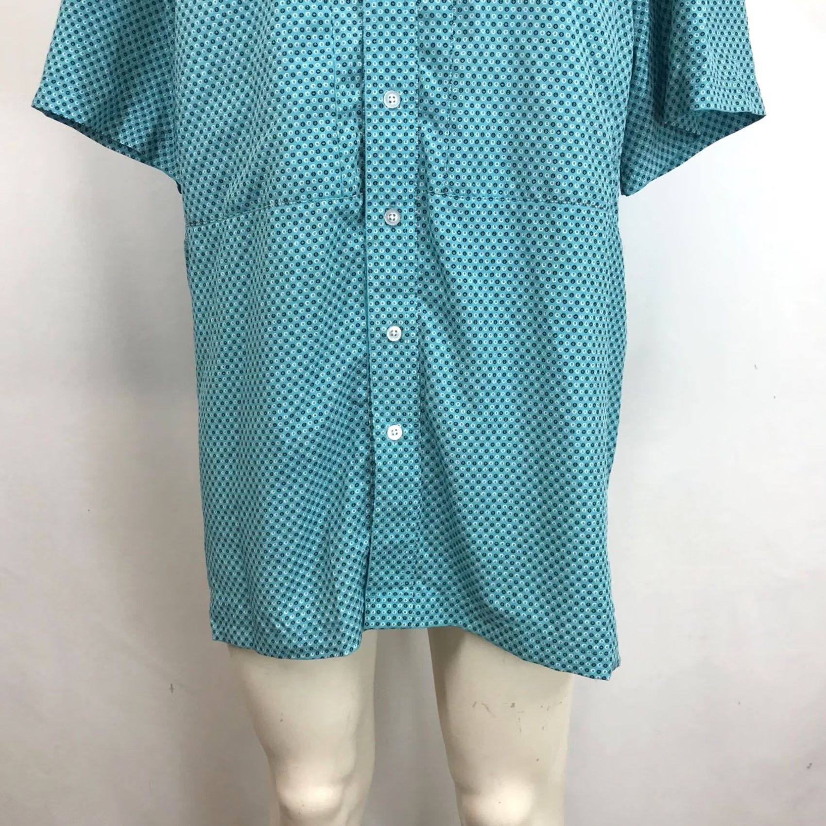 Vintage PANHANDLE Shirt Mens Large Blue Short Sleeve Button 100% Polyester Size US L / EU 52-54 / 3 - 3 Thumbnail