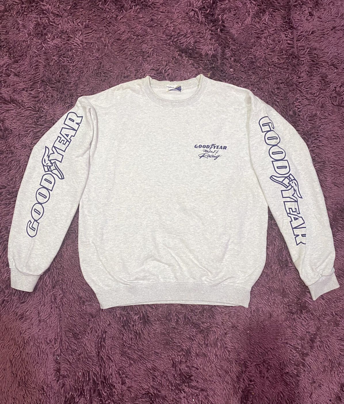 image of Goodyear F-1 Racing Crewneck Sweatshirt in Grey, Men's (Size Large)