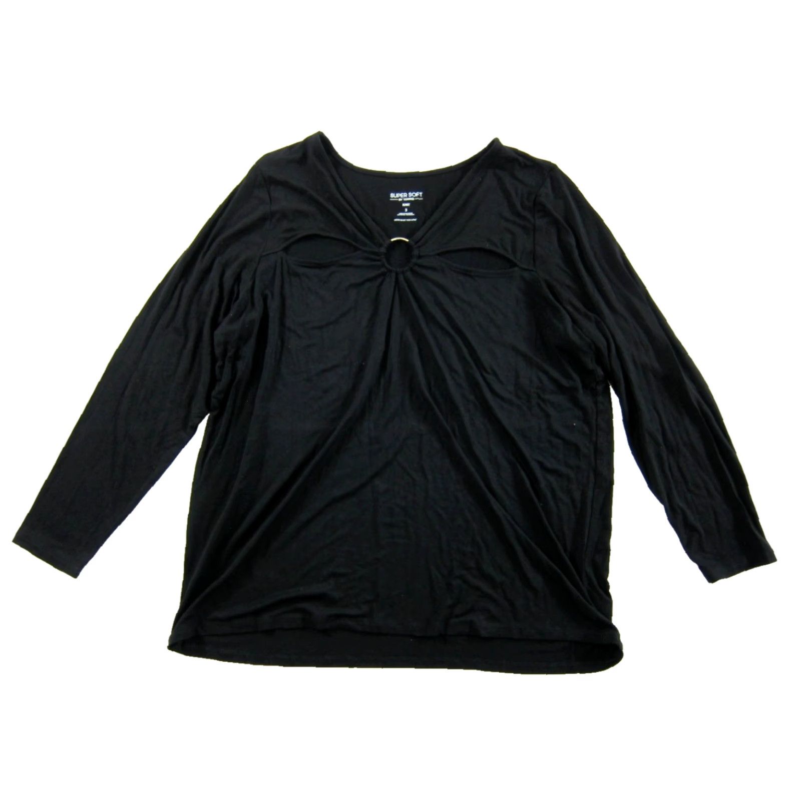 Torrid Torrid Blouse Shirt Women 3X Black Knit Stretch Long Sleeve V-Neck Shaped Classic Solid Stretch Top NWT Size XXL / US 16-18 / IT 52-54 - 2 Thumbnail