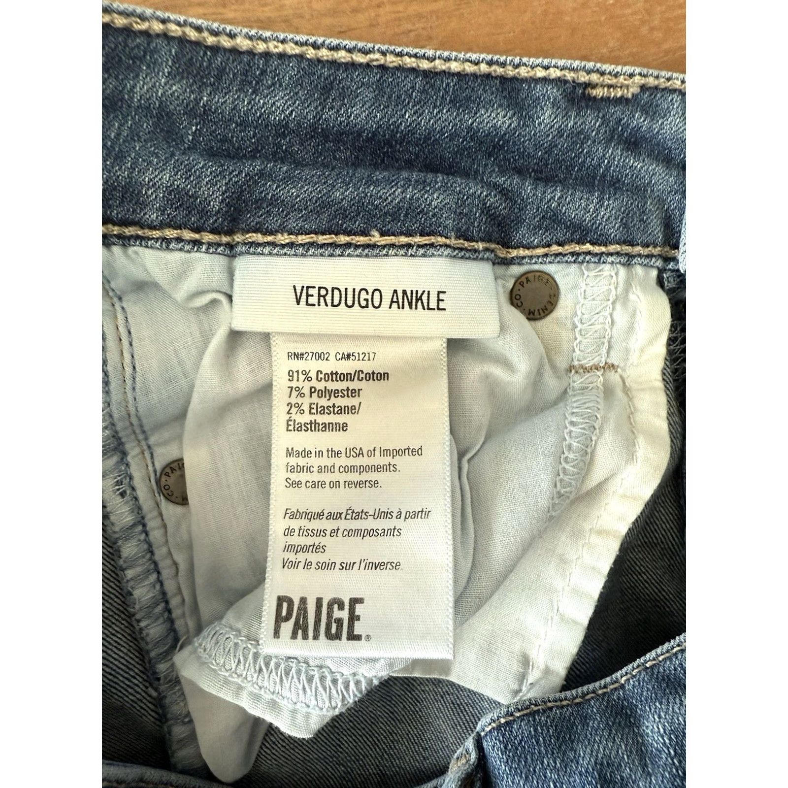 Paige Paige Verdugo Ankle Jeans Womens 25 Jeans Blue Light Wash Slim Stretch Denim Regular 5-Pocket Mens? Size 42" / US 20 - 4 Thumbnail