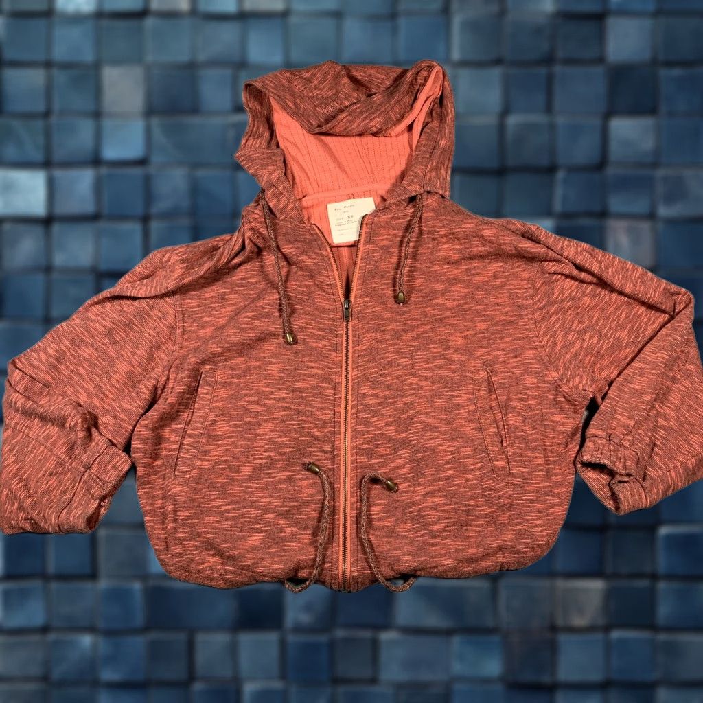 Free People Free People Hoodie Womens XS Rust Red Heathered Zip Up Drawstring Hem Pockets Size XS / US 0-2 / IT 36-38 - 1 Thumbnail