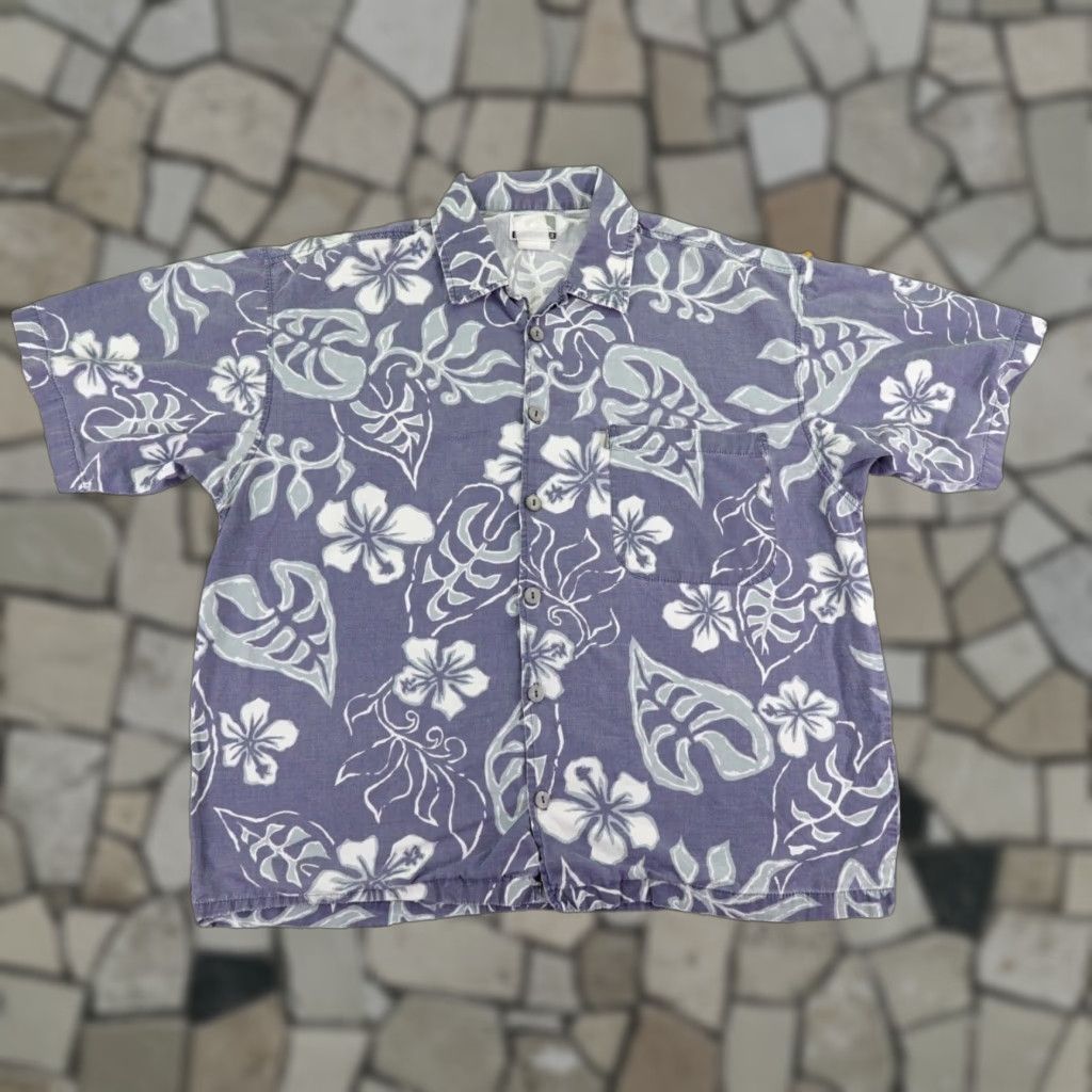 Quiksilver VINTAGE Quiksilver Shirt Mens Medium Blue Hawaiian Floral Button-Up Short Sleeve Beach Surfwear 90s Mens Size US M / EU 48-50 / 2 - 1 Thumbnail