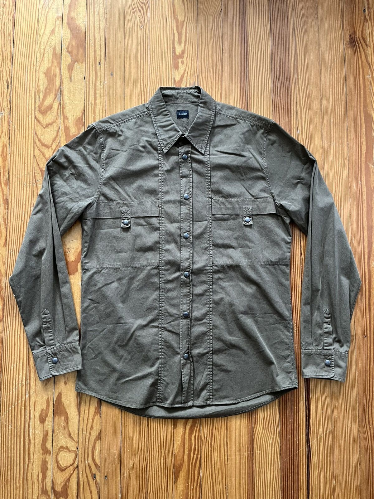Jil Sander Jil Sander Raf Simons Era Cargo Button Down Shirt Olive Size US L / EU 52-54 / 3 - 1 Thumbnail