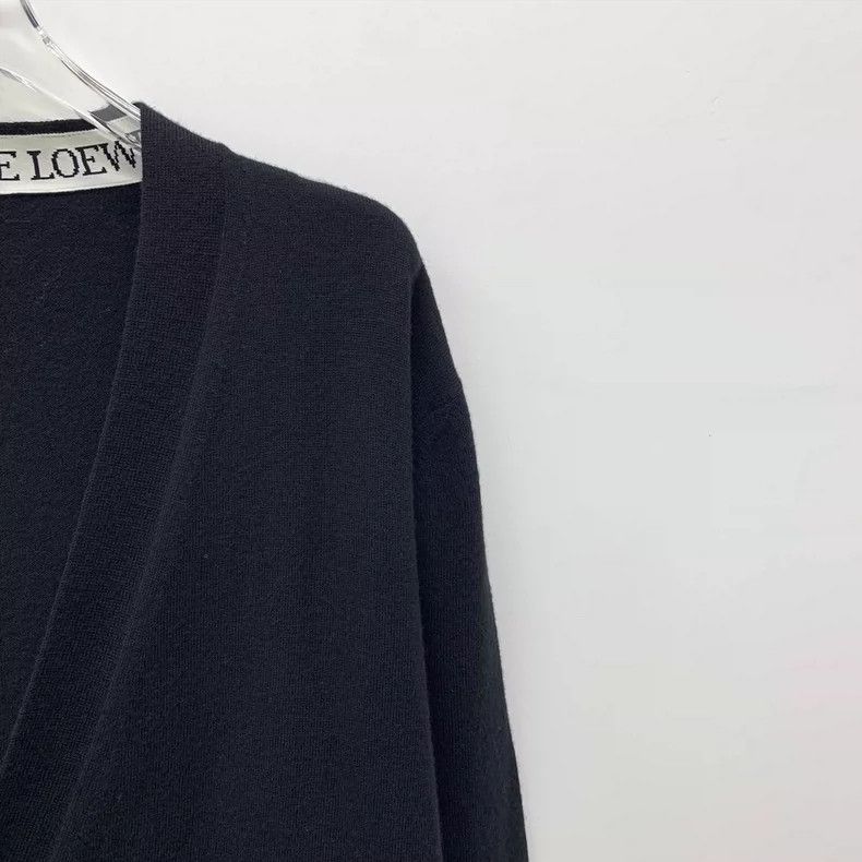 Loewe Loewe Black logo wool V-neck single row knit cardigan coat Size S / US 4 / IT 40 - 3 Thumbnail