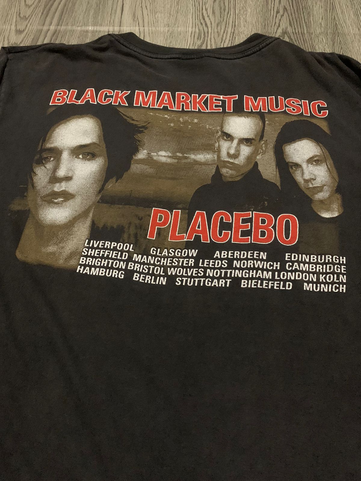 image of Band Tees x Rock T Shirt Very Vintagr Placebo Blackmarket Music in Faded Black, Men's (Size XL)