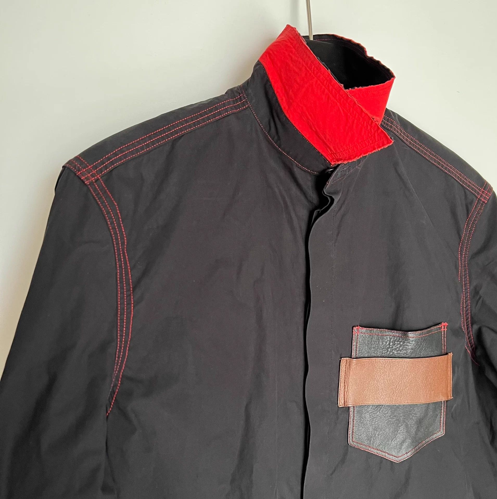Givenchy Givenchy Patchwork Leather Trim Raw Hem Shirt Jacket Size US S / EU 44-46 / 1 - 4 Thumbnail